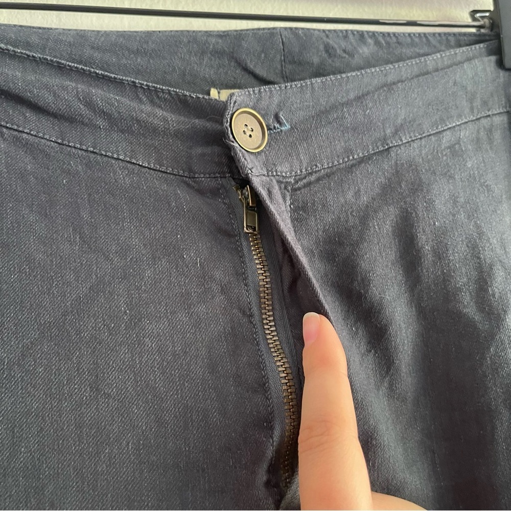 NWT XCVI Dark Blue Lightweight Cuffed Pants Linen Blend Women's Size Large - Picture 4 of 11